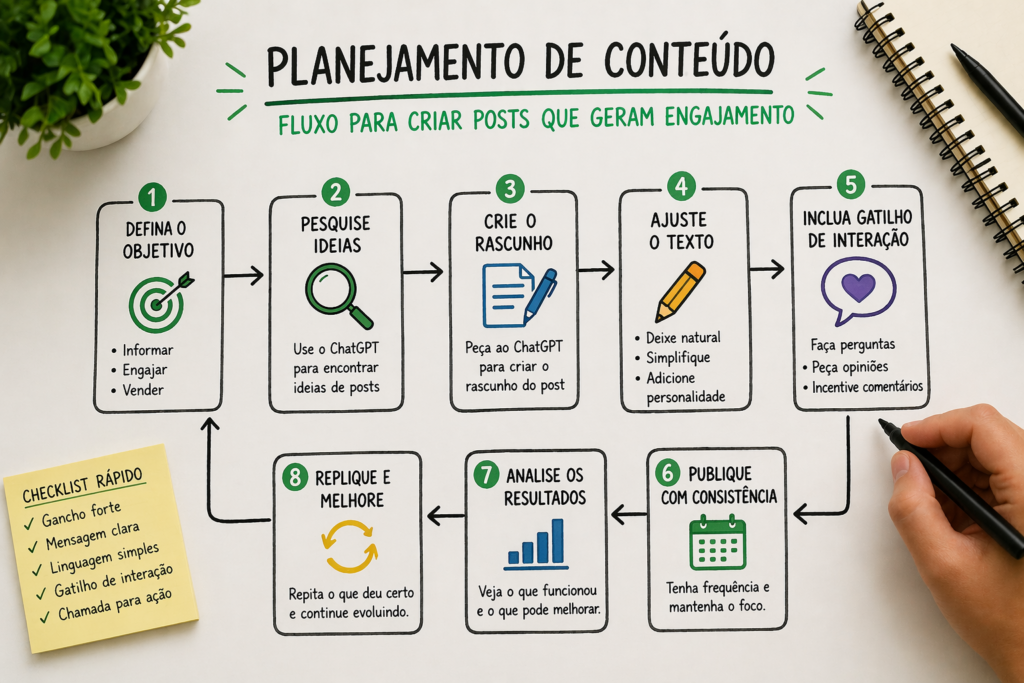 planejamento de conteúdo para criar posts que geram engajamento com ChatGPT
