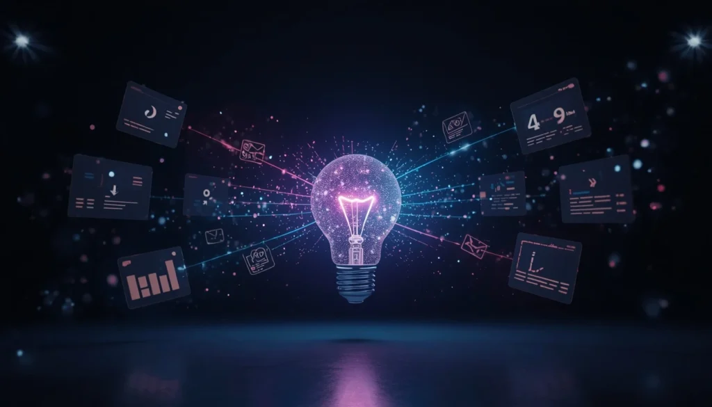 Ideia central se transformando em vários conteúdos com inteligência artificialeúdos digitais com IA