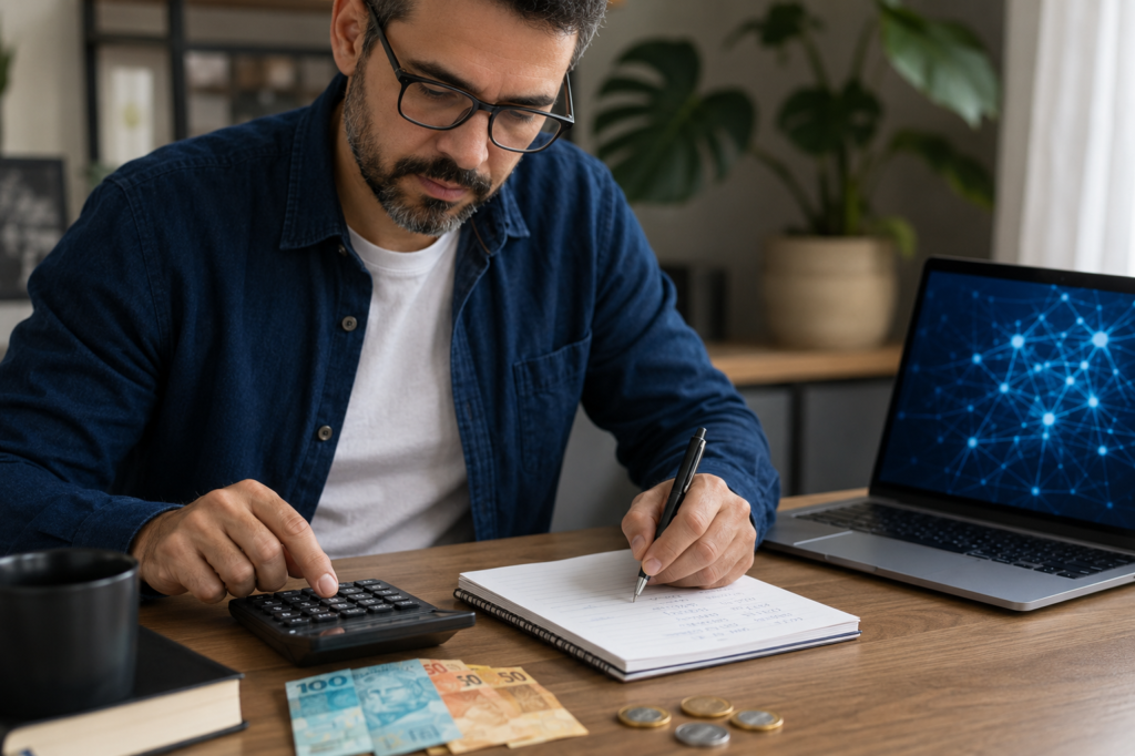 Profissional calculando o valor-hora de serviços de inteligência artificial
