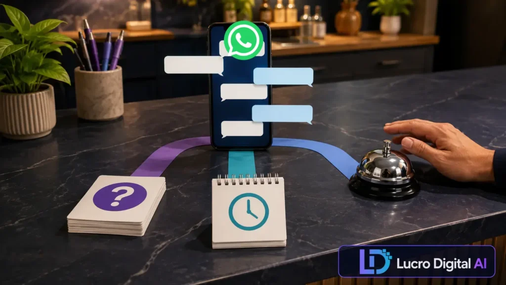 Automação de WhatsApp com IA organizando o atendimento de um pequeno negócio